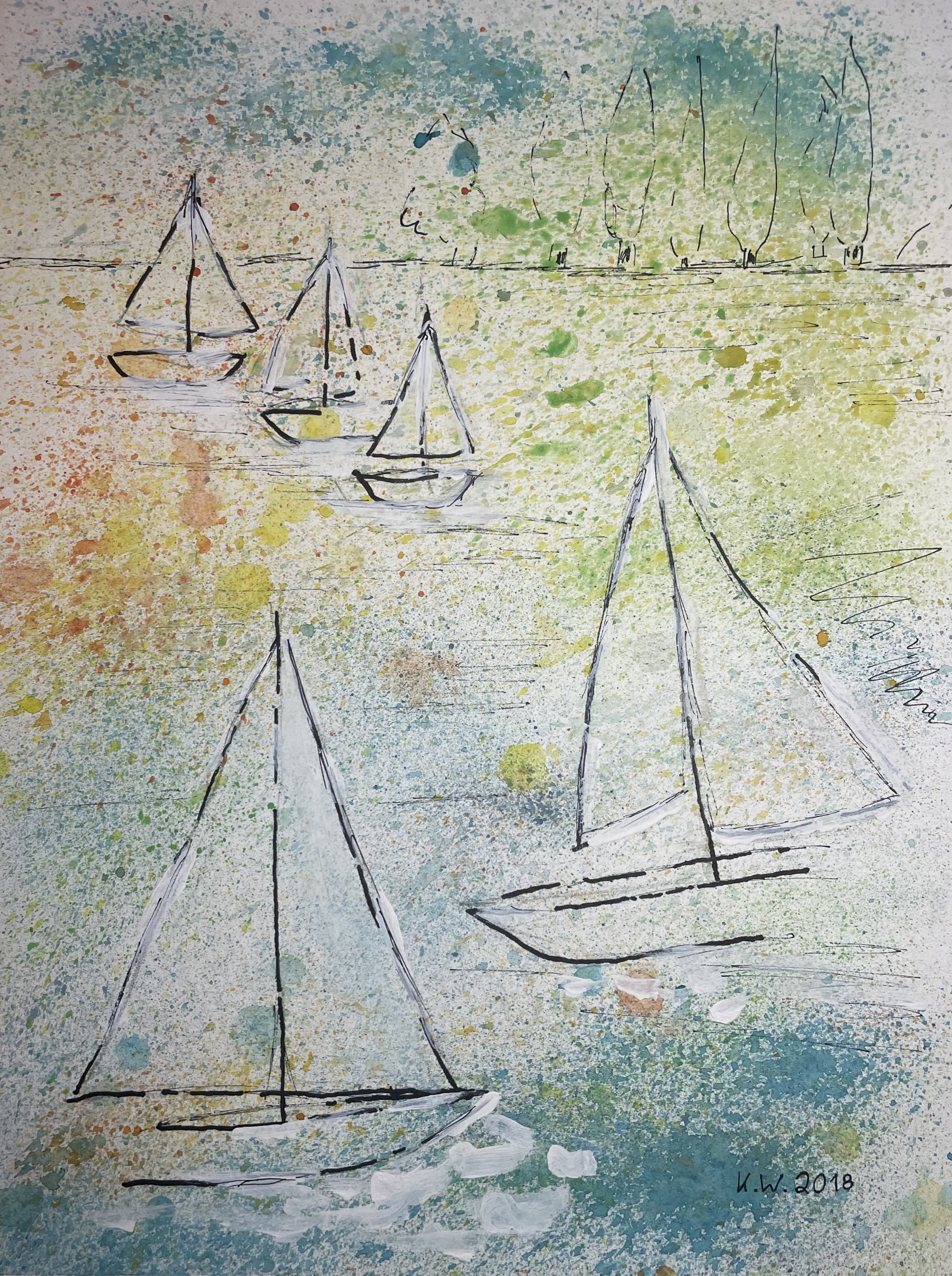 Hier sollte ein Gemälde von einem Boot sein.