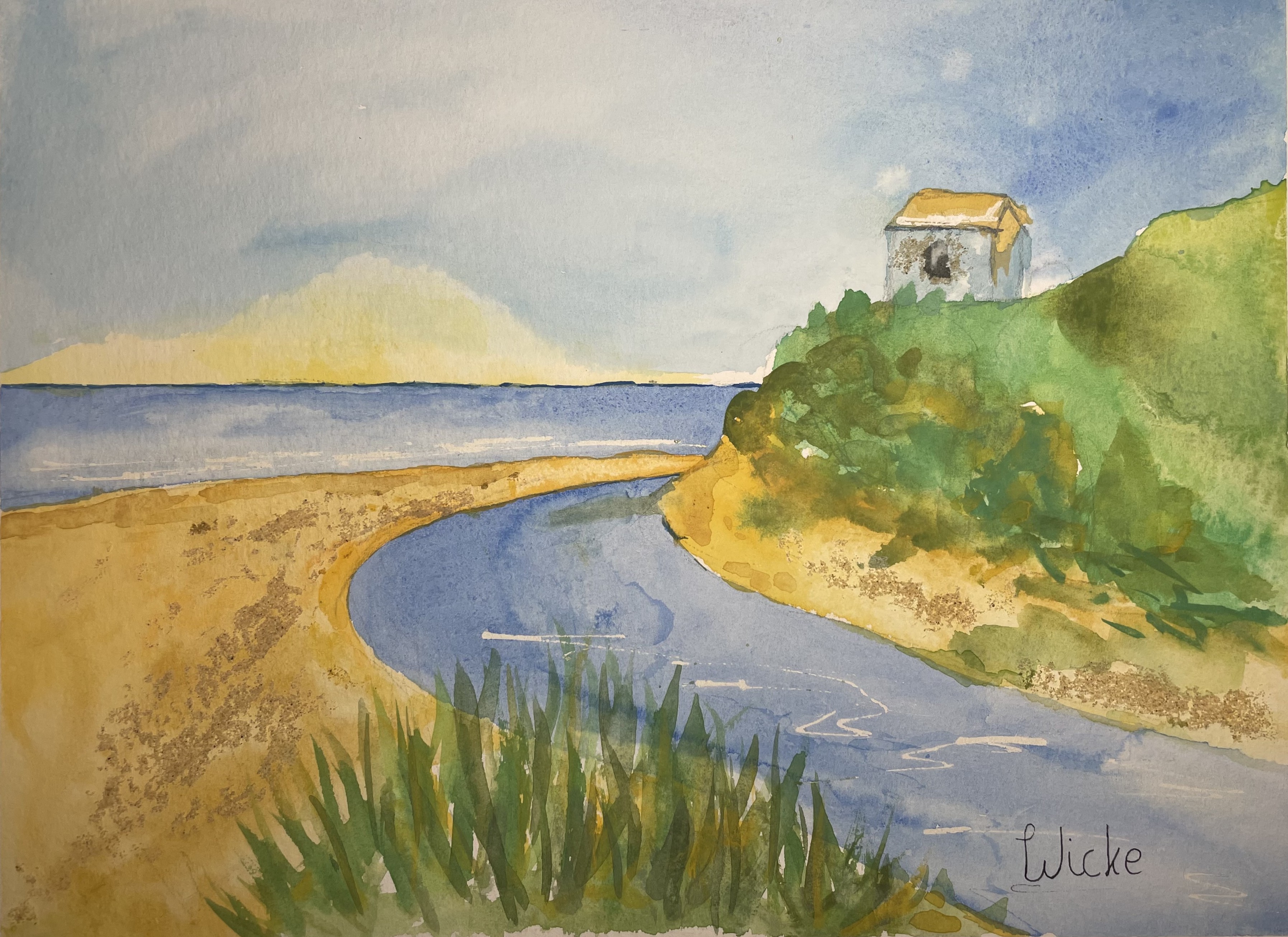 Hier sollte ein Gemälde von einem Strand sein.