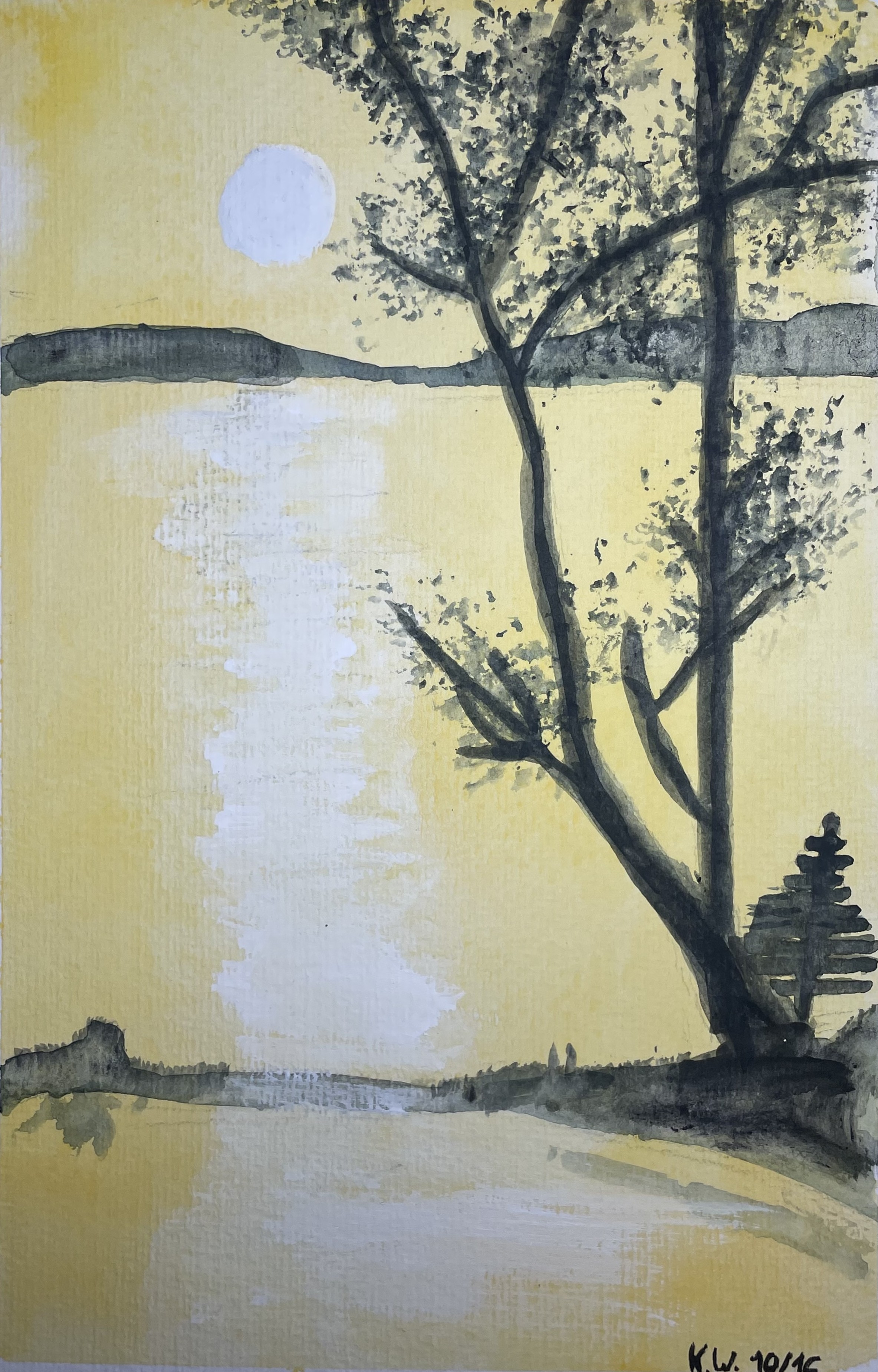 Hier sollte ein Gemälde von einem Sonnenuntergang sein.